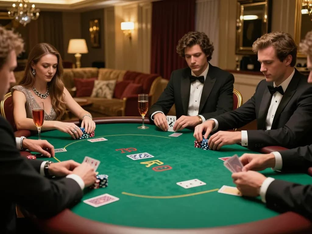 S666 poker players competing strategically at an elegant table.