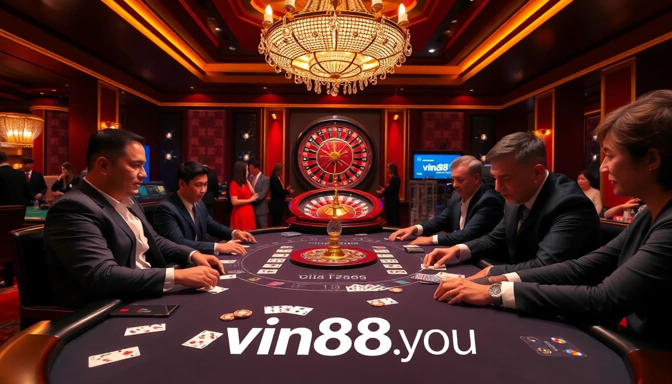 Experience the thrill of gambling with vin88.you at a luxurious poker table.