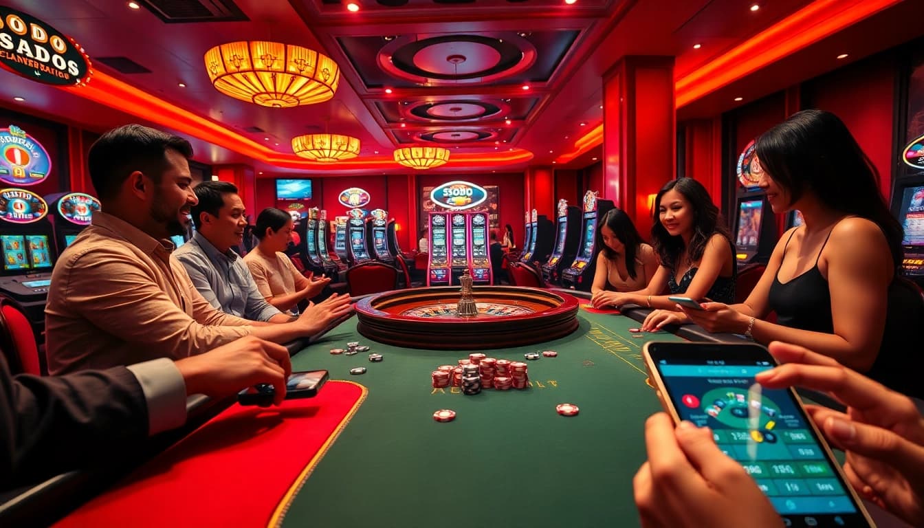 SODO Casino excitement on a vibrant poker table with players enjoying thrilling games