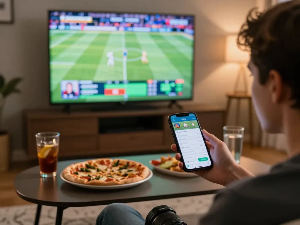 g28 player placing bets on mobile app during live sports event, showcasing action and excitement.
