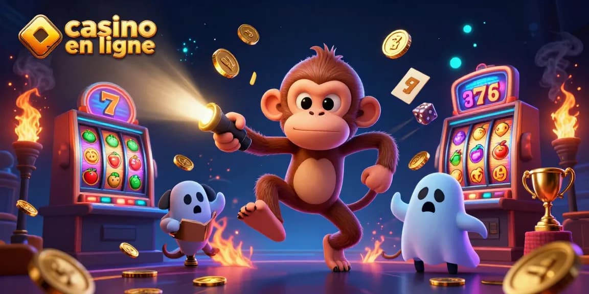 Jouez à casino en ligne avec des personnages animés dans un décor de machines à sous et de pièces d'or.