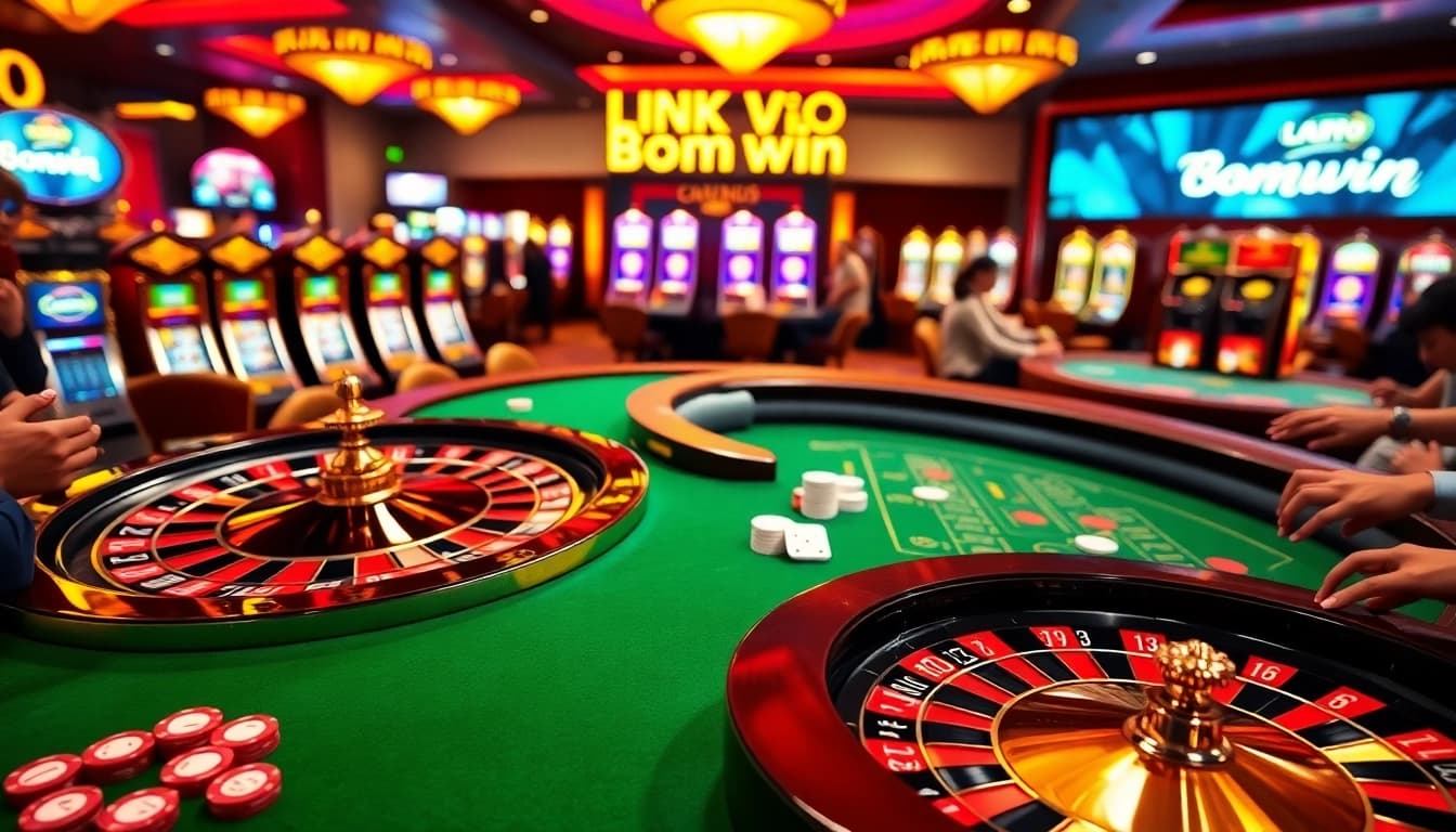 Experience the thrill of LINK VÀO Bomwin while engaging in vibrant casino games at an upscale online gambling hub.