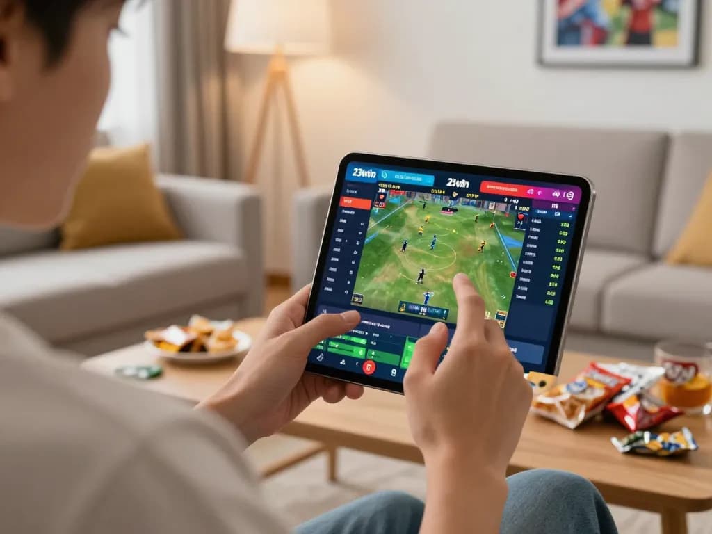 Place bets on 23win from a smartphone while enjoying a vivid sports game at home.