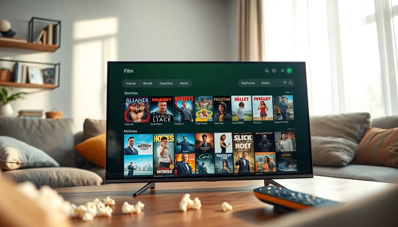 Stream movies from https://bandarlayarkaca21.com on a modern device in a cozy setting.