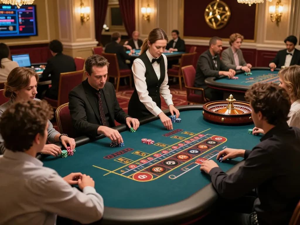 Players engaging with live dealer roulette at https://x88.design/ showcasing excitement and strategic betting in a luxurious setting.