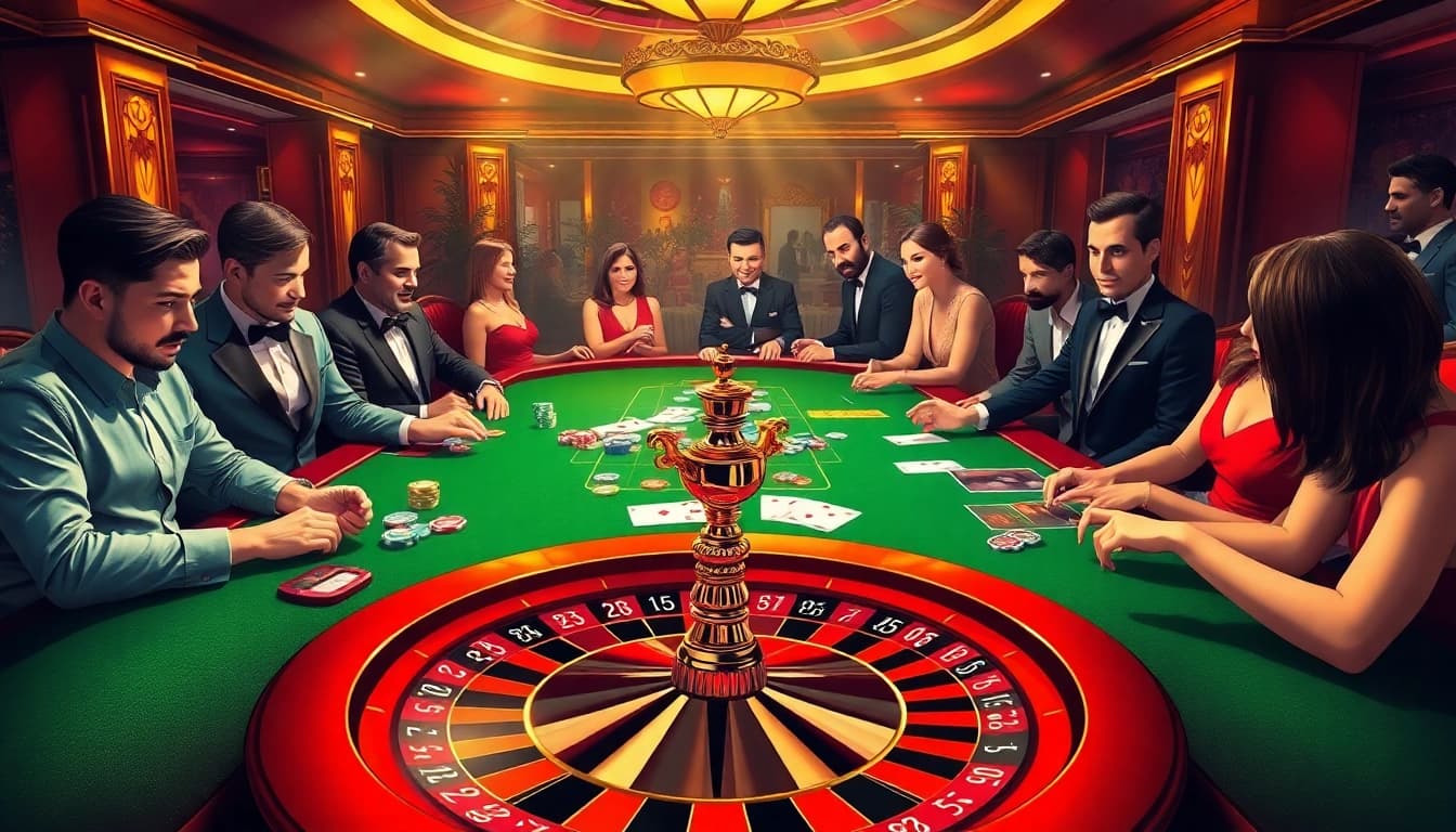 Engage in thrilling poker action at xin88's luxurious casino, featuring colorful chips and an elegant atmosphere.