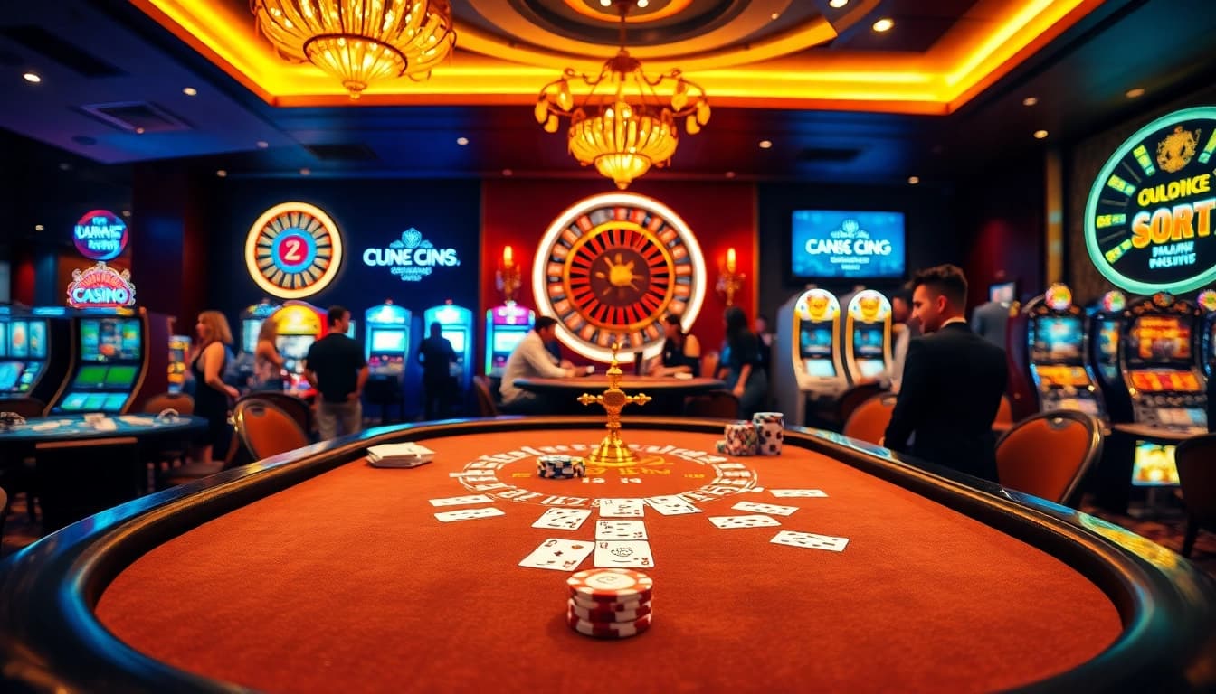 Engage in thrilling casino action with lc88, showcasing an elegant blackjack table and vibrant roulette wheel.