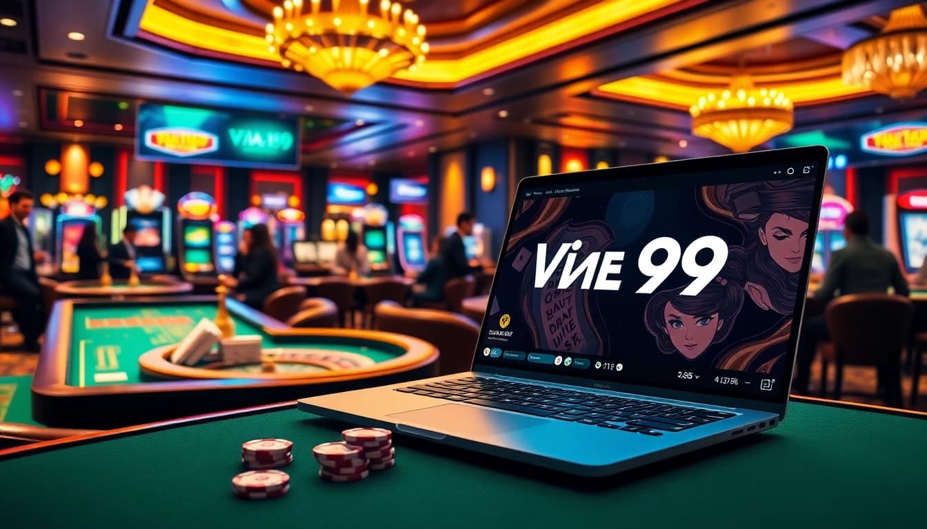 Exciting Vua99 gaming experience at a luxurious casino with vibrant tables and thrilling games.