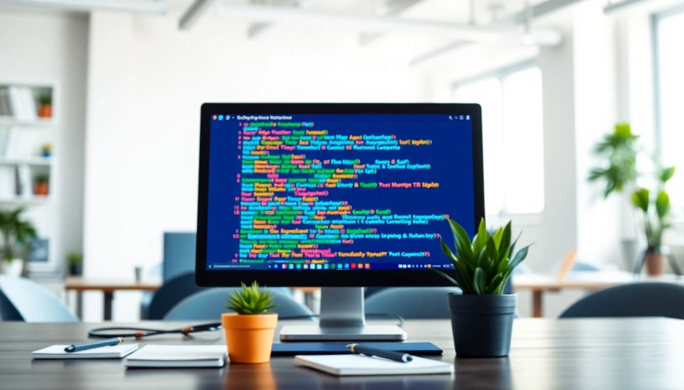 Engaging illustration of meta tags displayed on a computer screen in a bright workspace.