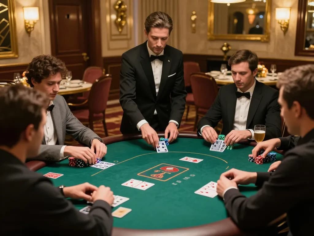Engaged players in a high-stakes hitclub9 poker game showcasing intense focus and strategic gameplay.