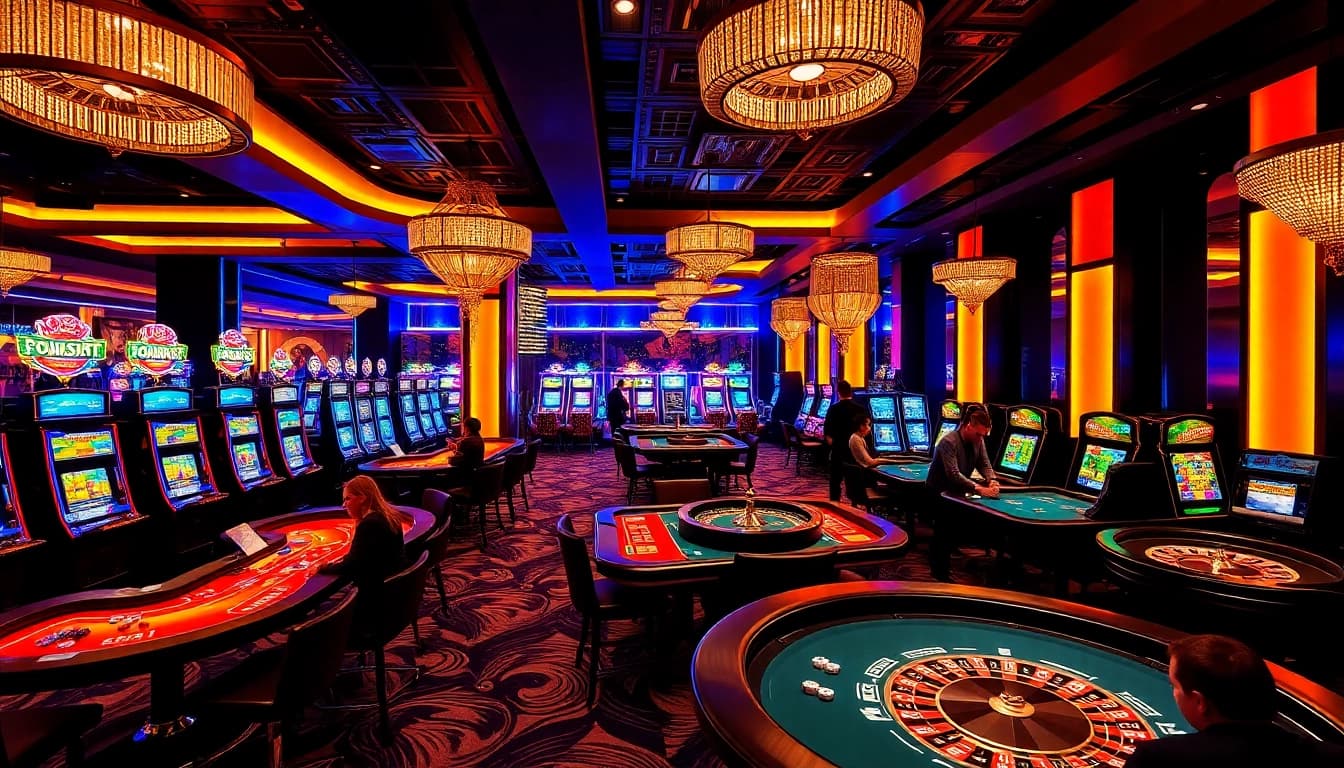 AF88 casino players enjoy a thrilling gaming experience at elegant tables with vibrant chips and cards.