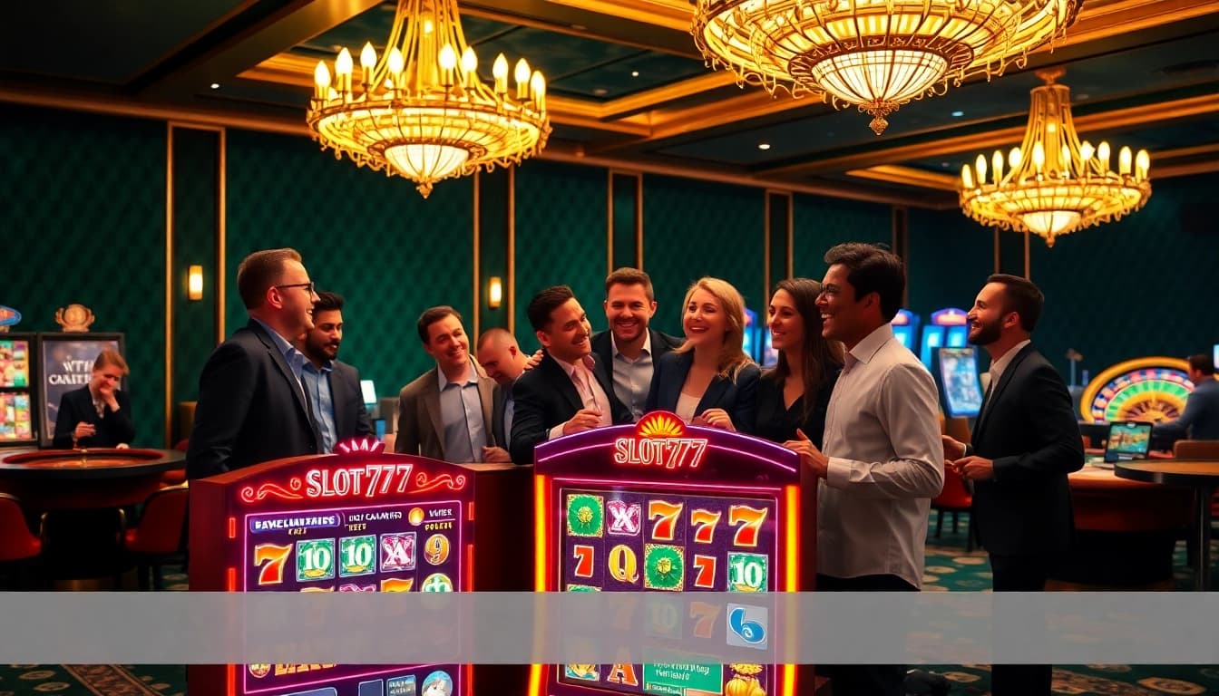 Experience the excitement at Slot777 machines in a lively casino setting filled with fun.