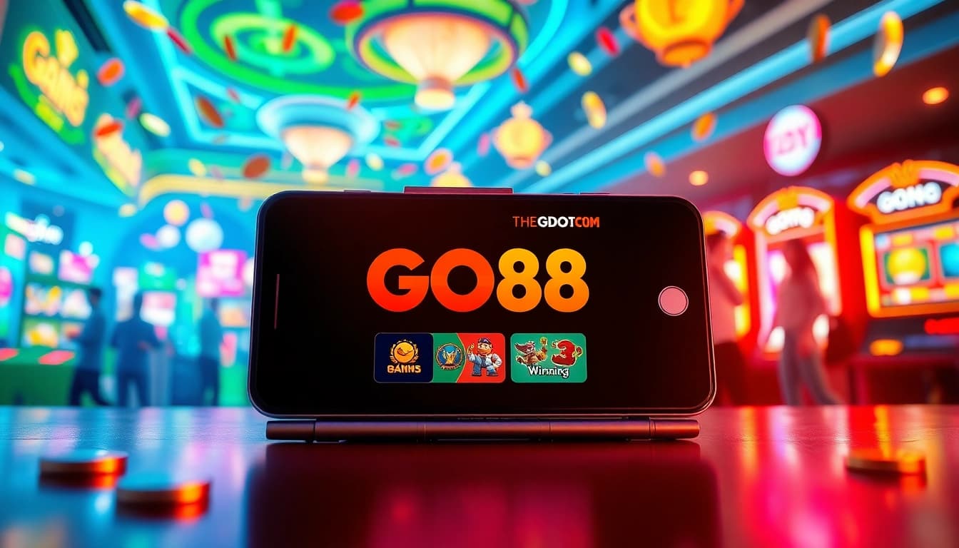 Tải GO88 within an engaging digital gaming scene showcasing mobile gameplay and rewards