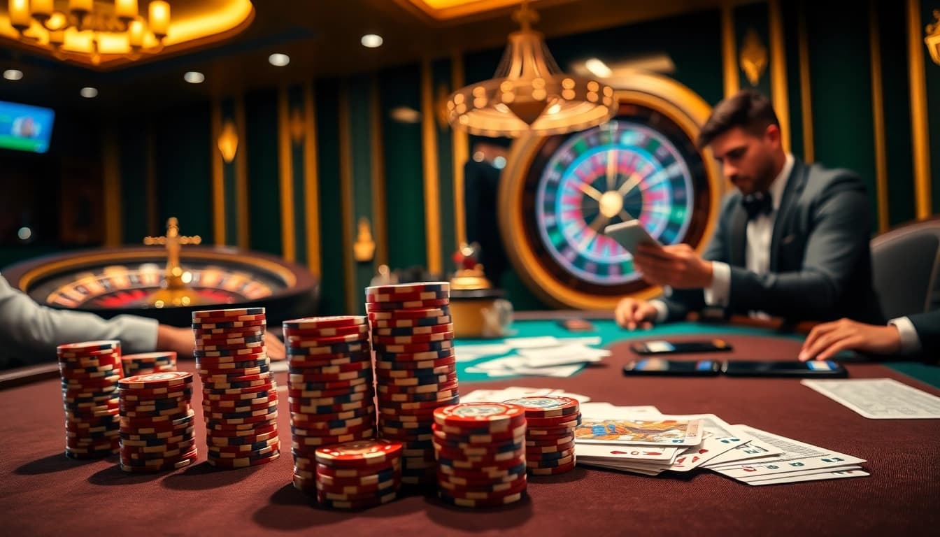 Engaging poker scene at a casino featuring 8XX's innovative gambling interface and luxurious ambiance.