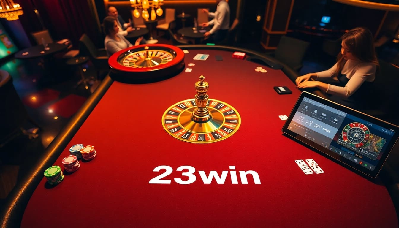 Experience the thrill of gaming with 23win at a vibrant casino table filled with action.