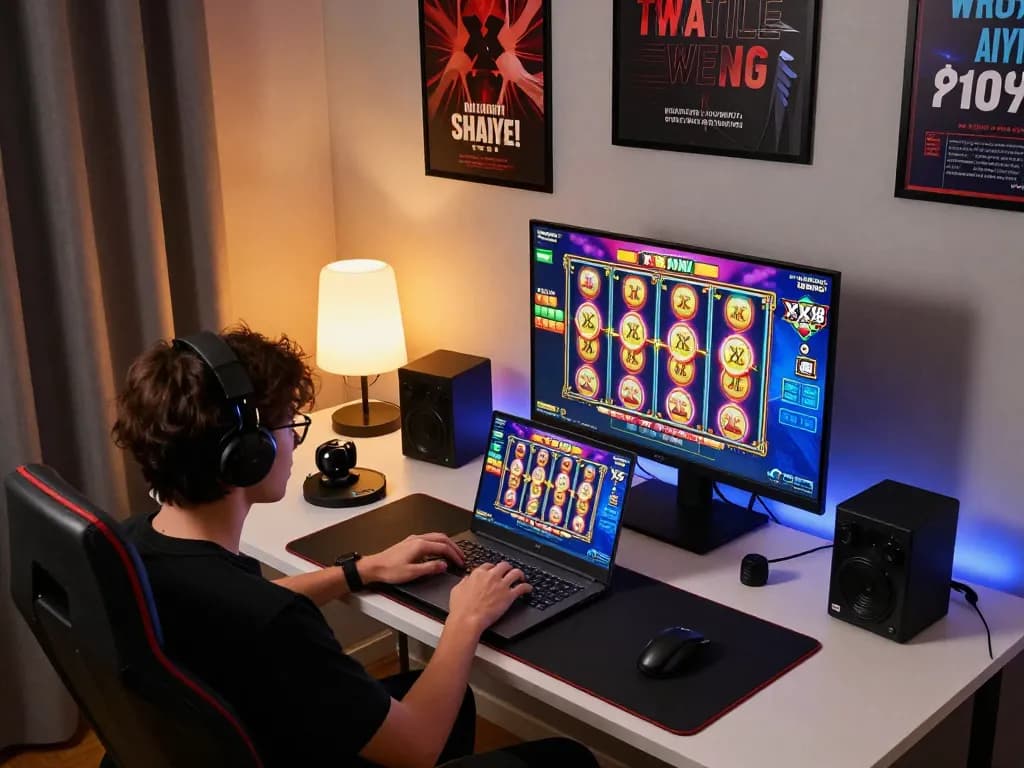 Engaging player experiencing XX 88 casino games on a sleek laptop in cozy home environment