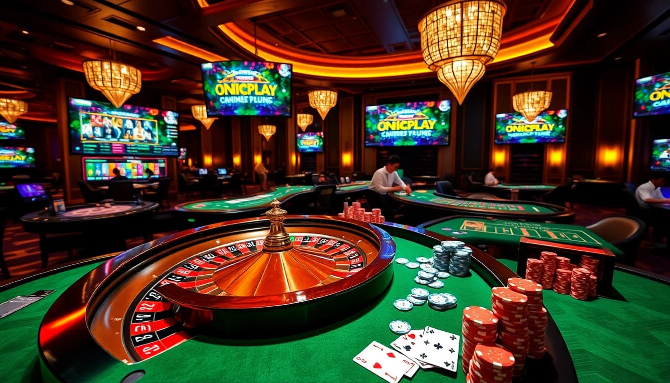 Experience thrilling gambling action with Onicplay on a professional casino table.