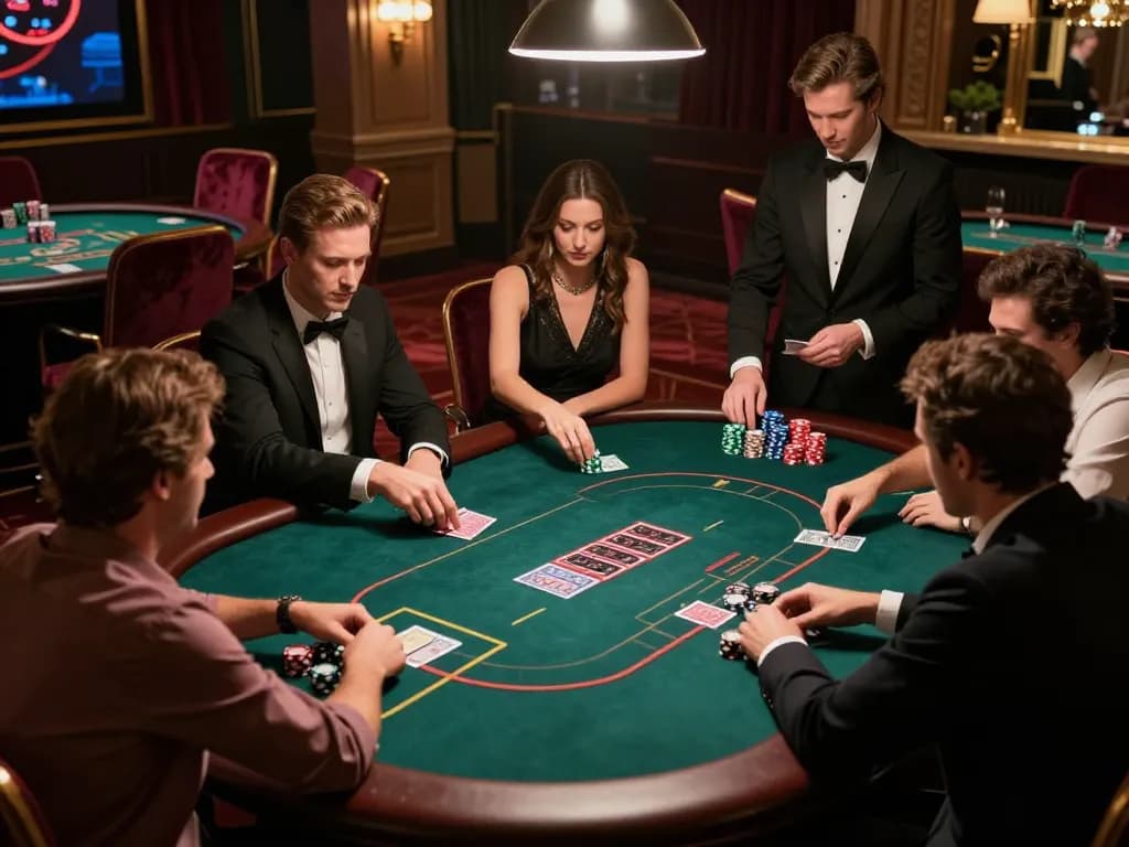 Experience the thrill of high-stakes poker at the best widget store, with players engaged and chips stacked high.