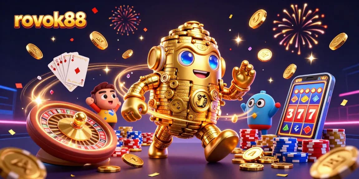 Experience the thrill with rokok88 as the golden golem collects cascading coins and spins the roulette.