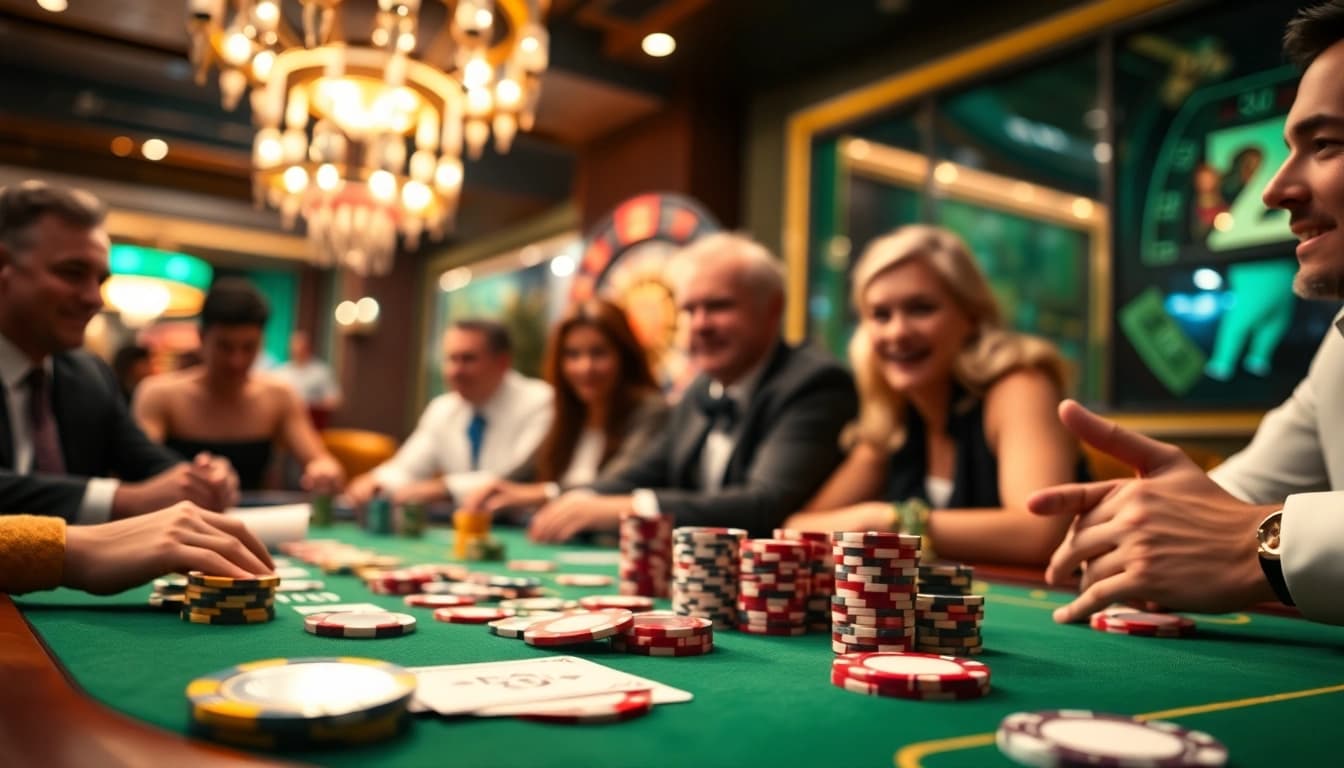 Experience the thrill of gambling at https://www.vaoluoitv.com/ with luxury poker tables and vibrant casino elements.