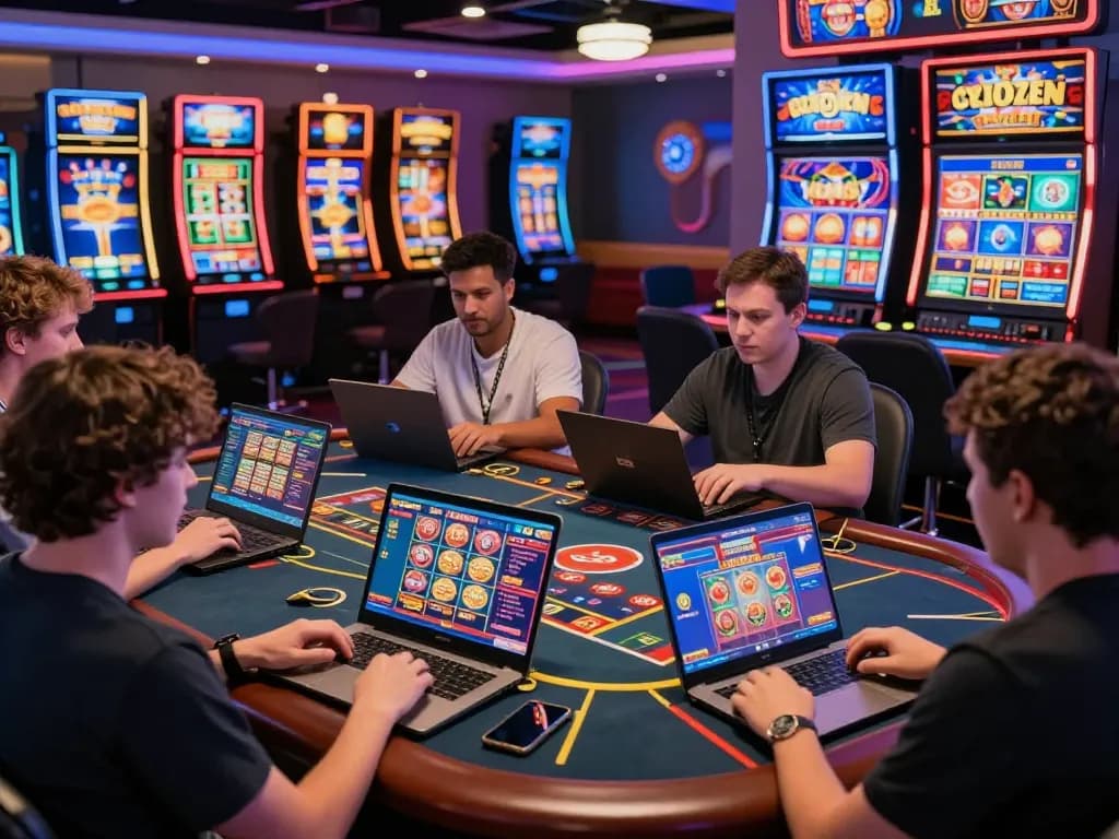 Diverse players enjoying engaging betting experience at https://onbet.channel/ with vibrant casino graphics