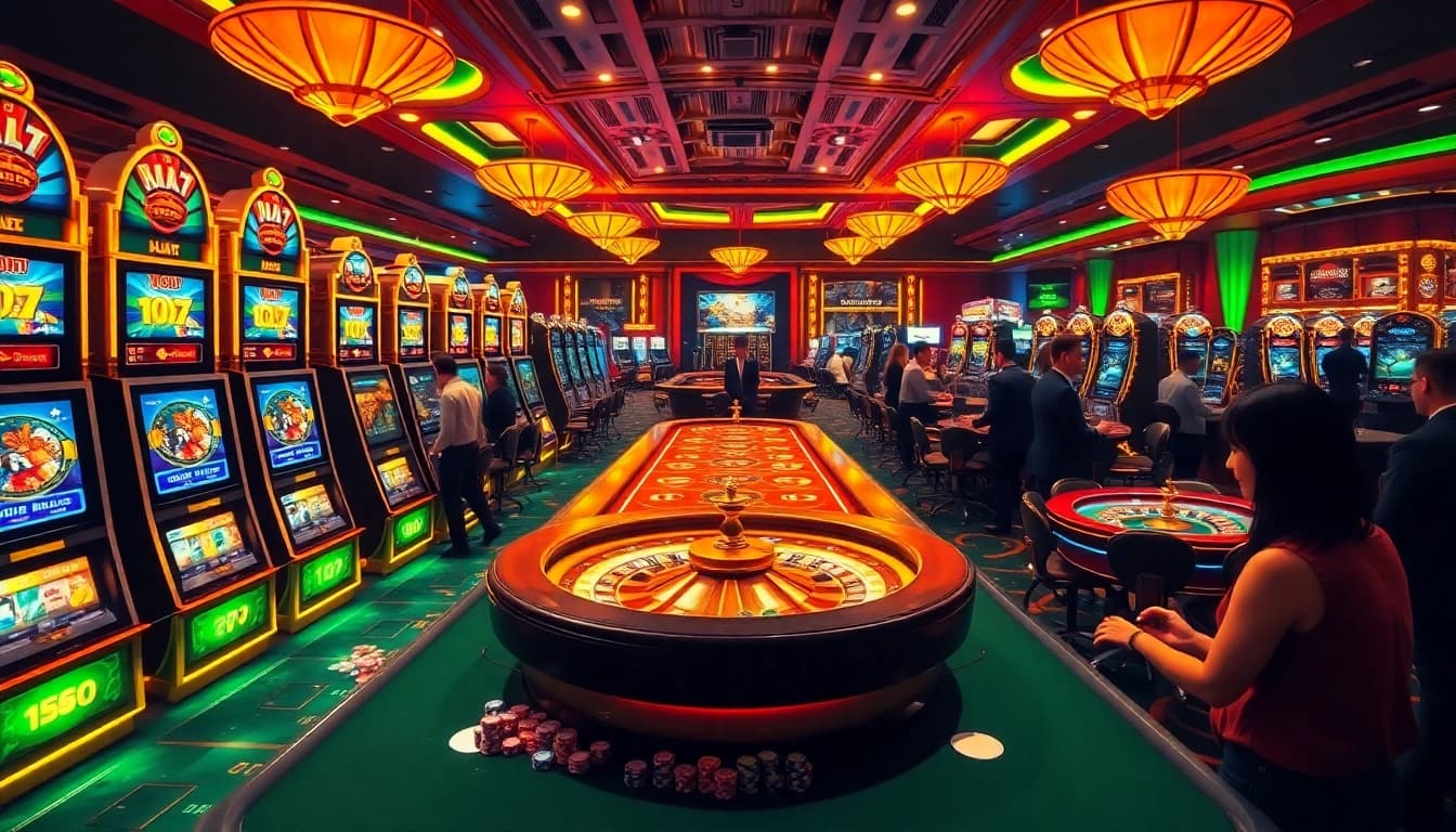 Experience the excitement of idnslot with vibrant slot machines and lively casino tables.