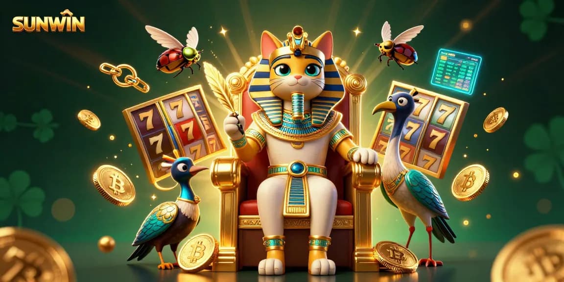 Play exciting slots at SUNWIN with this vibrant 3D casino scene filled with dynamic action and rewards.