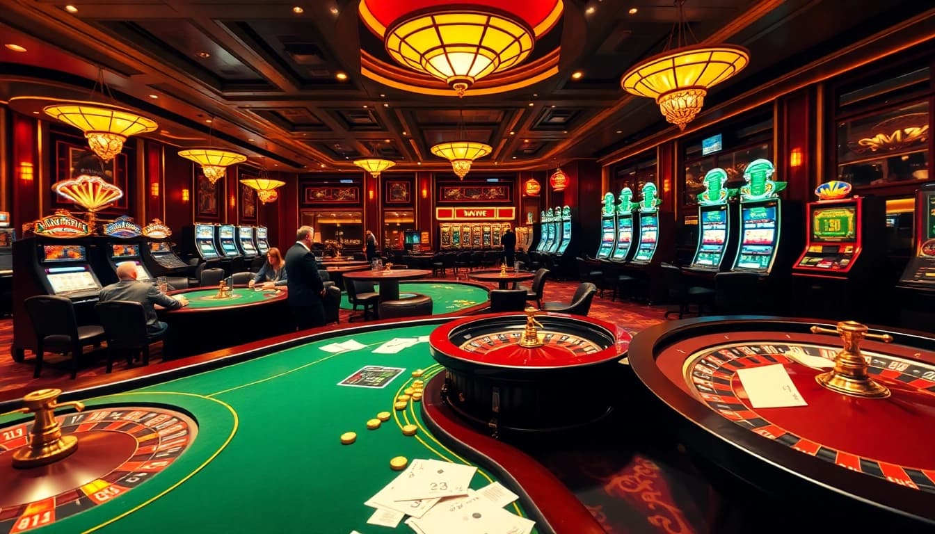 High-stakes players enjoying thrilling games at a vibrant casino featuring gilajp gaming.
