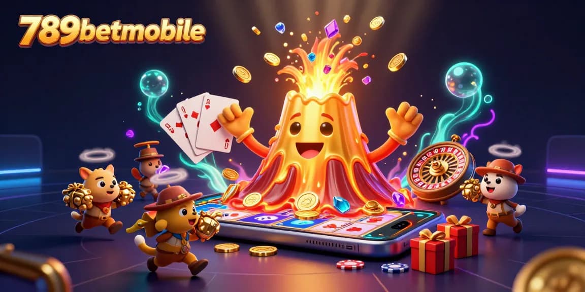 Unlock thrilling excitement with the vibrant 789betmobile casino, showcasing golden winnings and lively game elements.