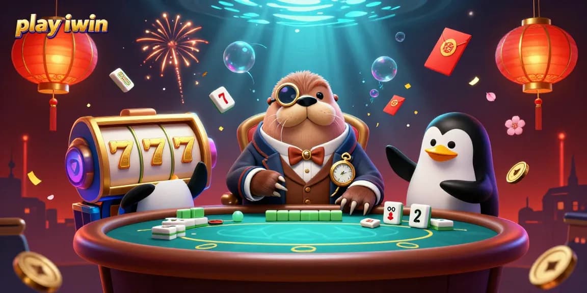 Play iwin at an underwater poker scene with a jolly walrus, penguin dealer, and bluffing pufferfish.