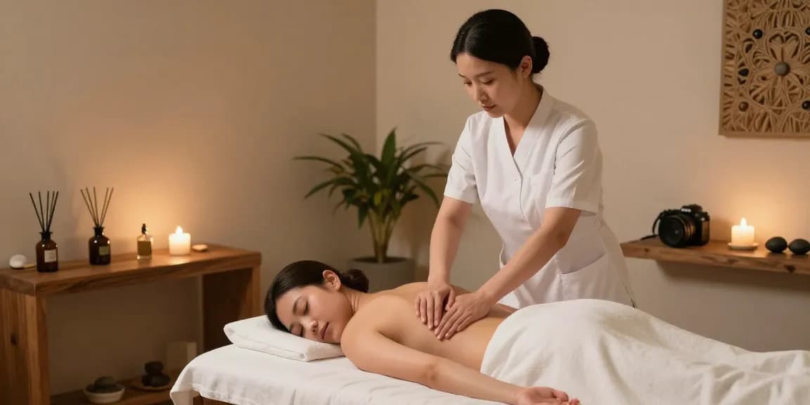 둔산동마사지로 편안한 공간에서 아로마 마사지 중인 전문가의 모습