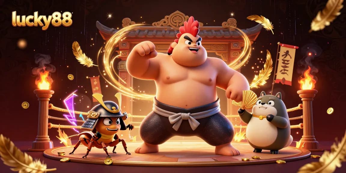 Win big with lucky88 in this packed casino scene featuring dynamic characters and atmospheric details.