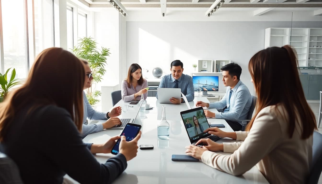 快连下载 on various devices in a modern workspace setting.