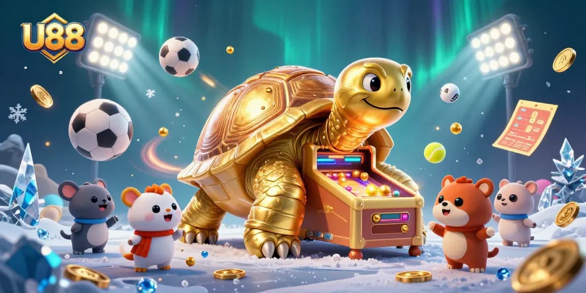 Experience thrilling moments at U88's vibrant casino games with the majestic golden tortoise!