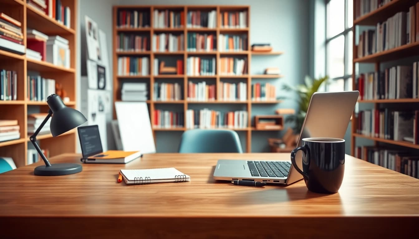 Capture news updates from an inspiring workspace with a modern laptop and cozy ambiance.