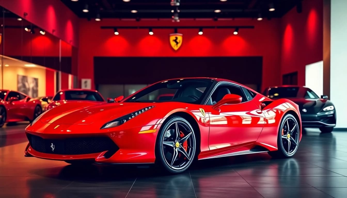 Showcase of a pre-owned Ferrari Johannesburg highlighting its luxury and performance features.