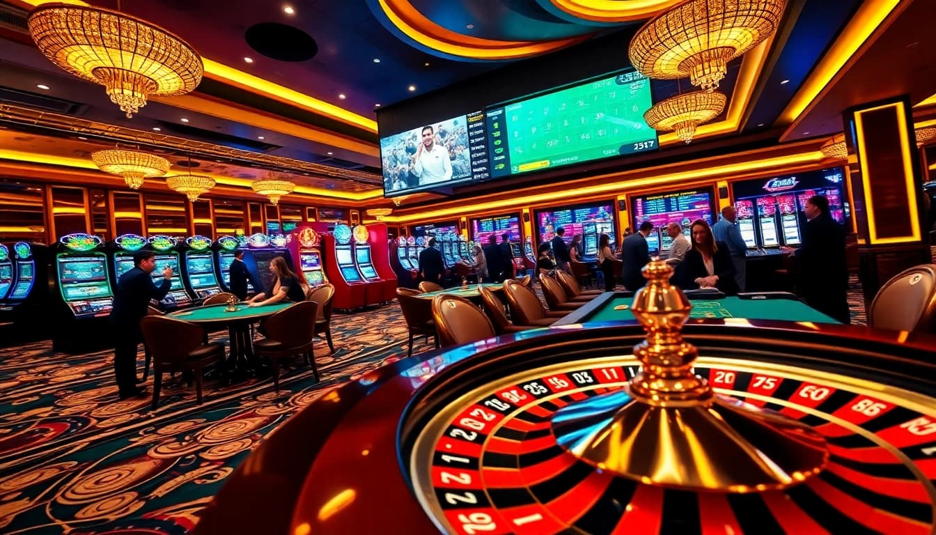 Engage with exciting games at 733bet's luxurious casino, featuring poker and blackjack tables.