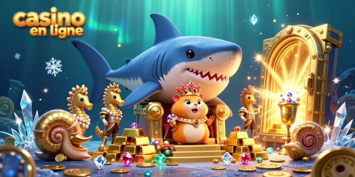 Jouer sur le casino en ligne avec des éléments de jeux riches et un roi hamster doré dans un décor 3D coloré.