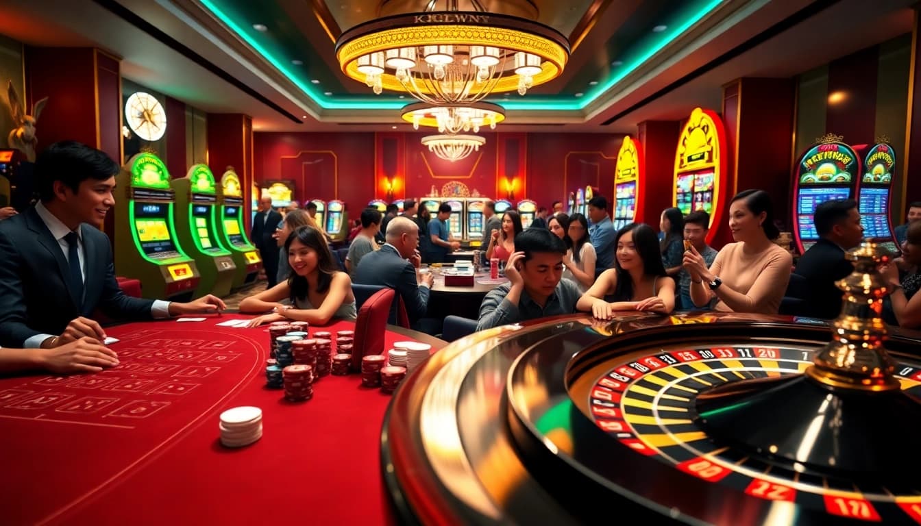 Experience excitement at Trang Chủ KKWIN with vibrant casino tables and engaging players.