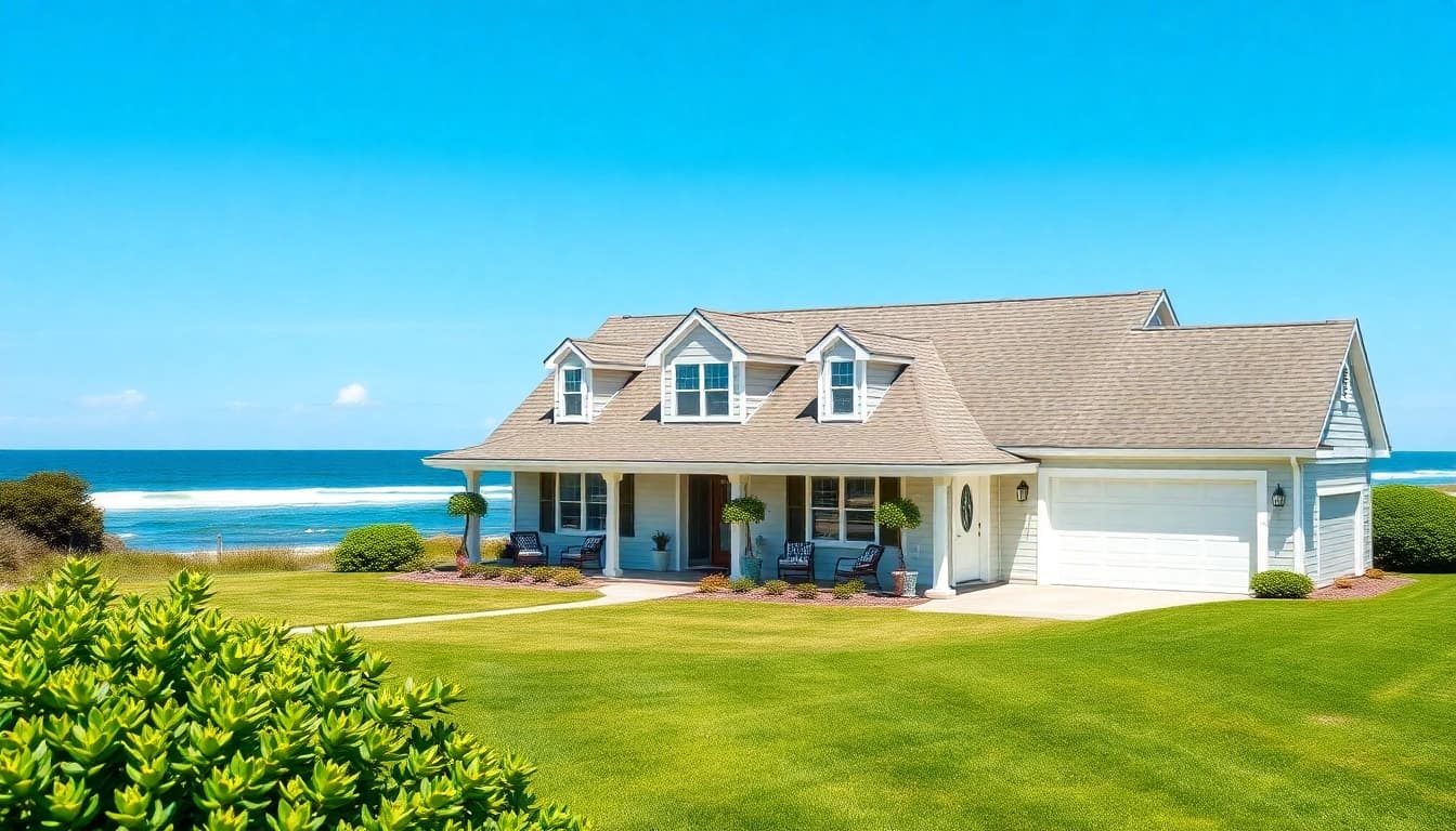 Engaging view of a picturesque cape cod home with an attached garage and coastal ambiance.