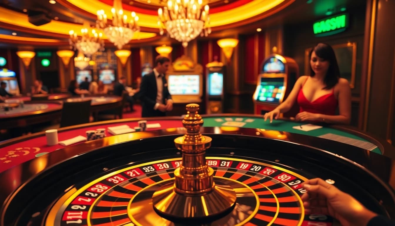 Experience thrilling gaming moments at link vao w88 with vibrant casino elements, lively players, and engaging decor.