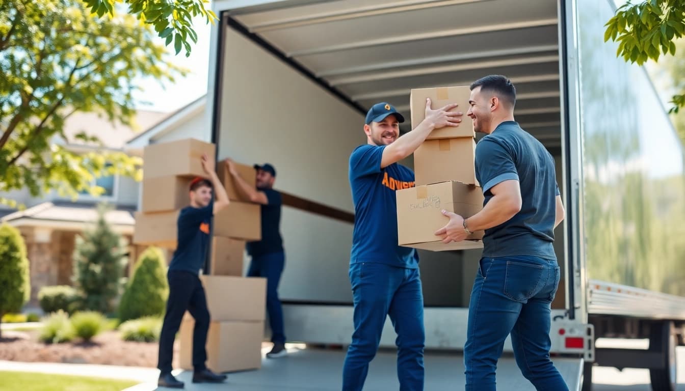 Calgary movers skillfully loading a truck for a residential move, showcasing professionalism and teamwork.