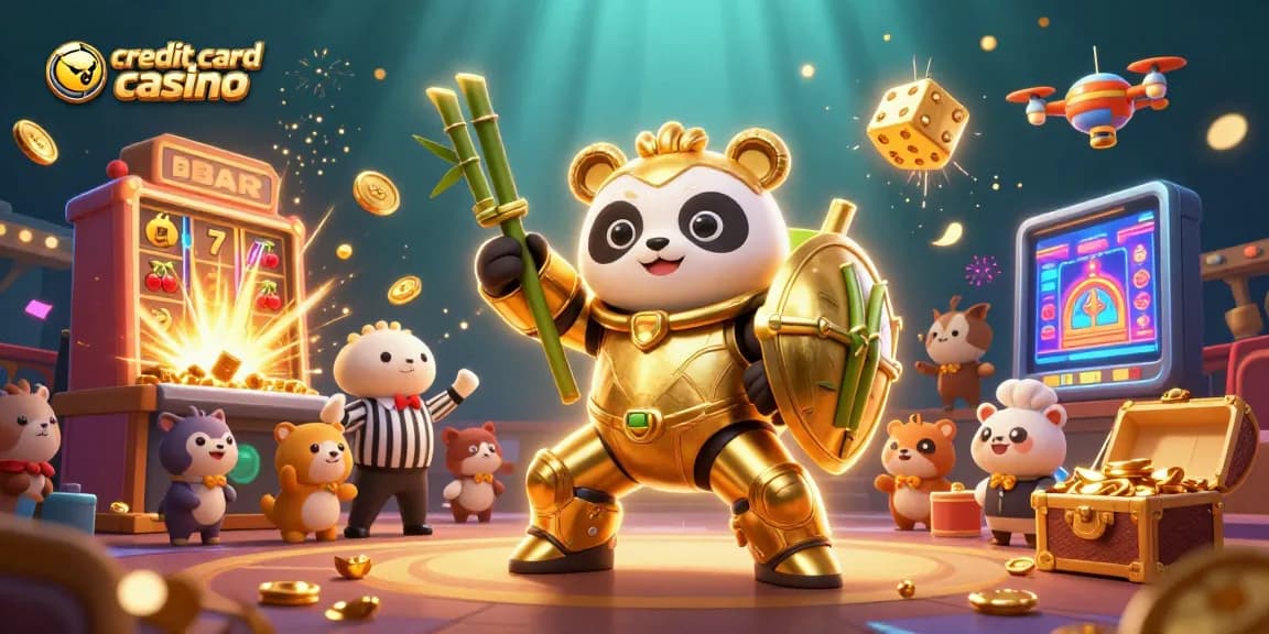 Experience the thrill of a credit card casino with vibrant 3D characters and winning symbols.