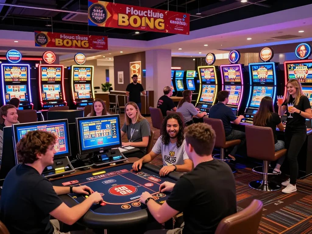 Dynamic gaming atmosphere showcasing players engaged in action, link tải 789 club at the forefront of an exhilarating casino experience.