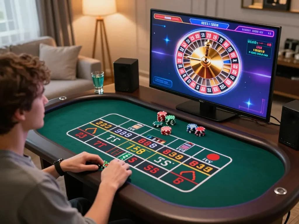 Player enjoying an exciting FC88 online roulette game from a cozy home setting.