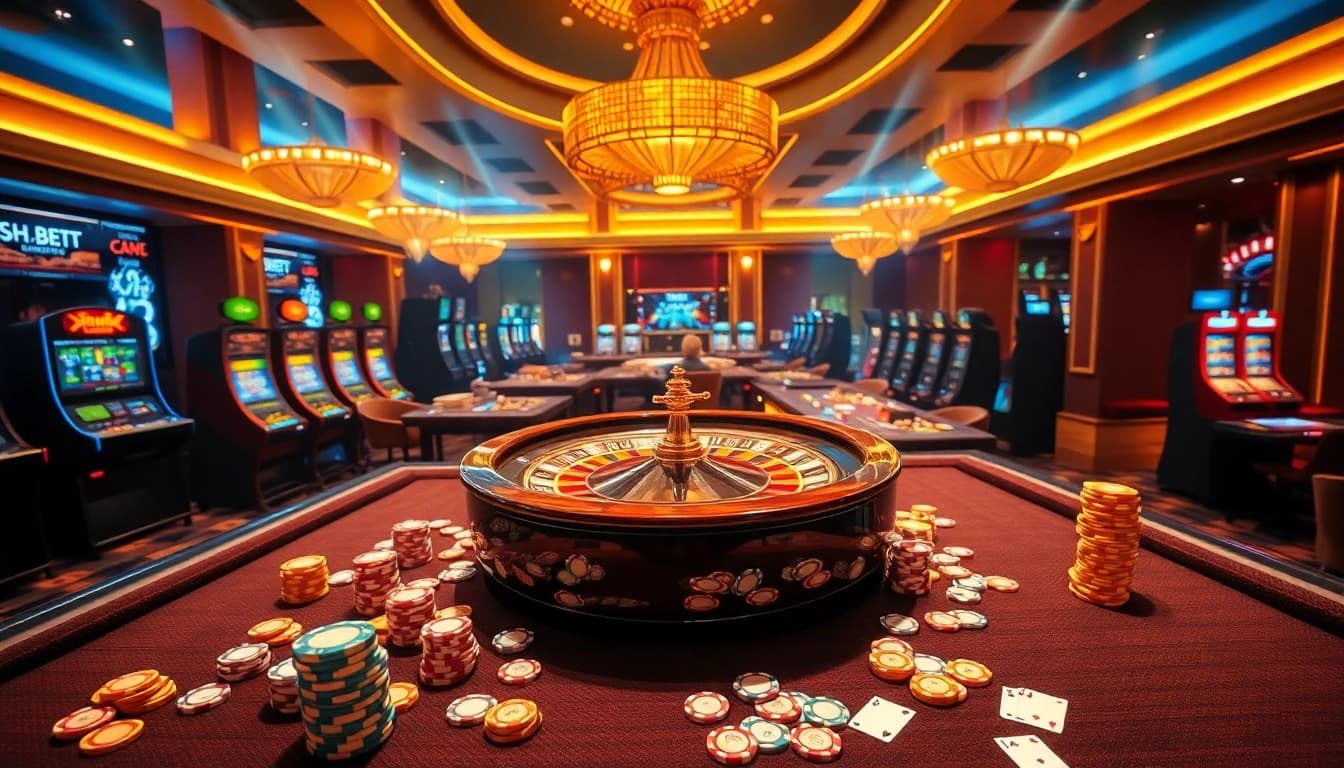 Experience the excitement of SHBET casino gaming with vibrant roulette and poker action.