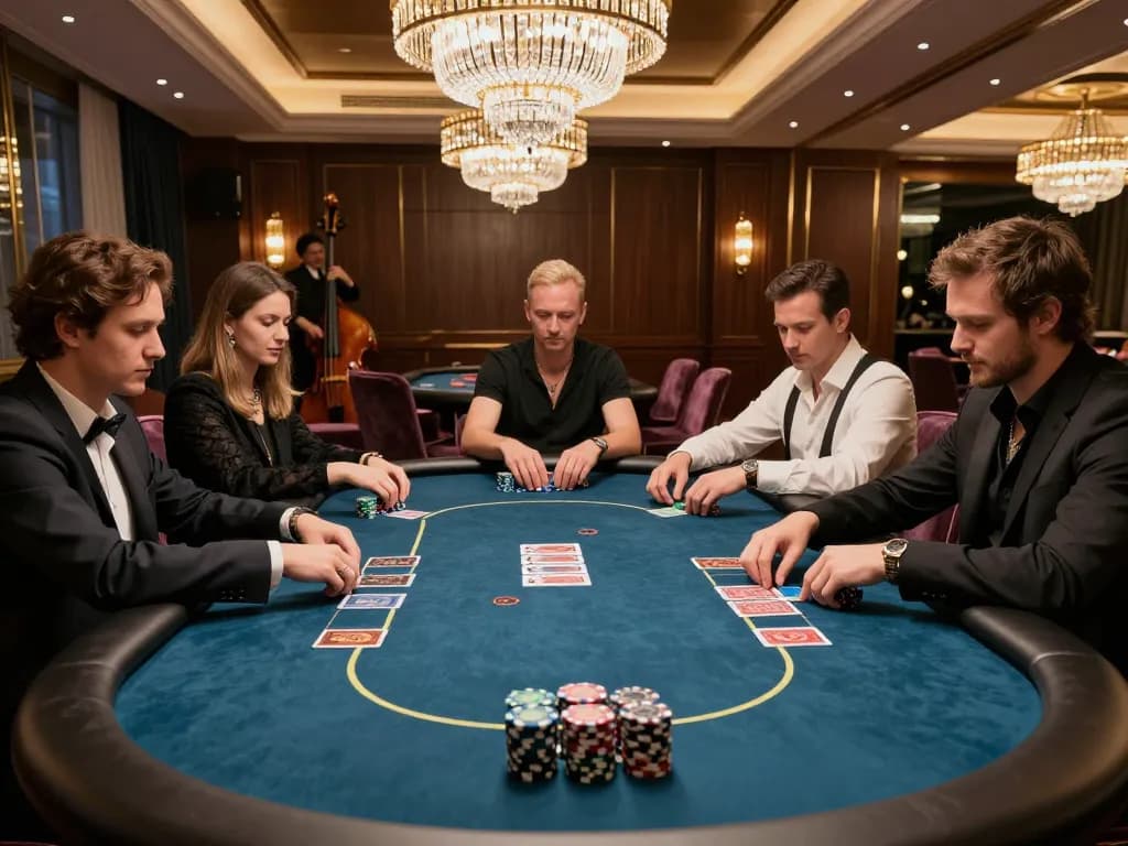Players focusing on high-stakes poker gameplay in an exclusive DA88 VIP casino area