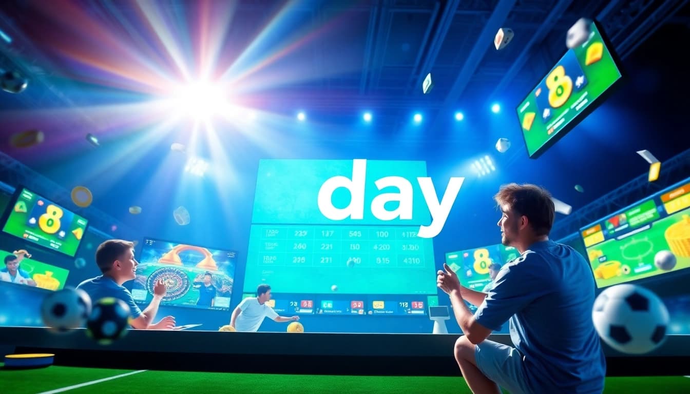 Exciting promotional graphic for 8day gaming platform showcasing vibrant gaming elements and digital excitement.