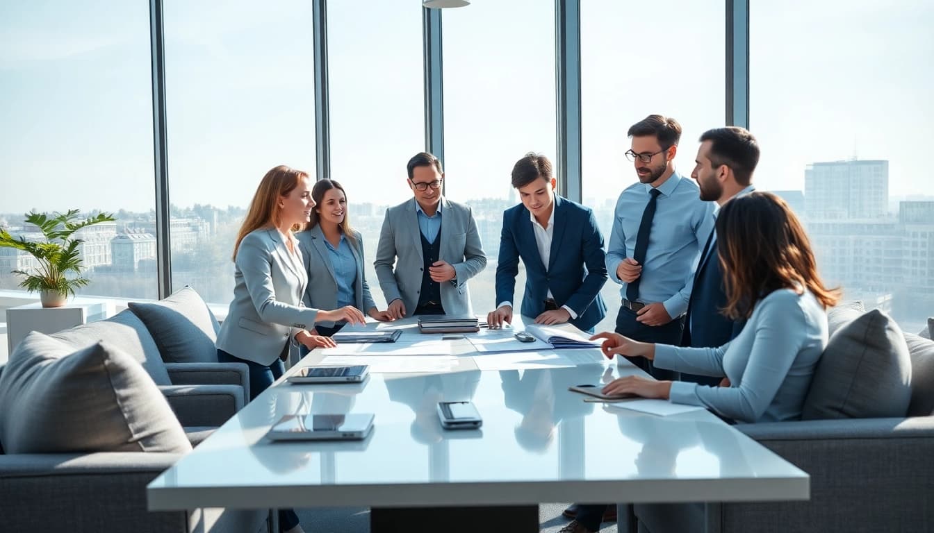 Създаване на стратегия за успех с помощта на https://www.lunaro.bg в съвременен офис.