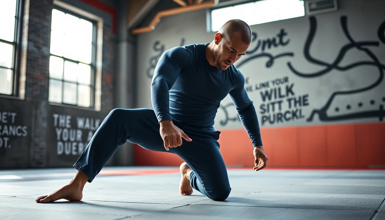 BJJ Rash Guards in action on a professional martial arts athlete during training session.